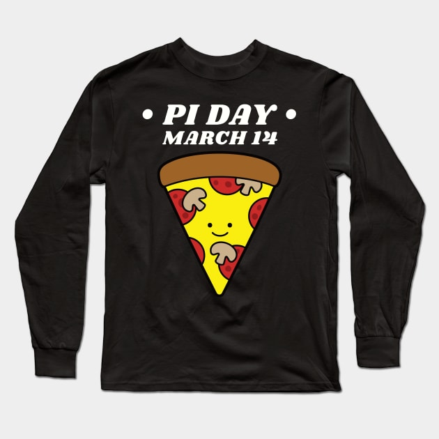 Pi Day March 14 Kawaii Pizza Slice Long Sleeve T-Shirt by DPattonPD